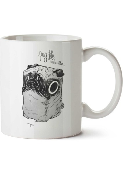 Pug Life Illustration Iki Tarafı Baskılı Kupa Bardak