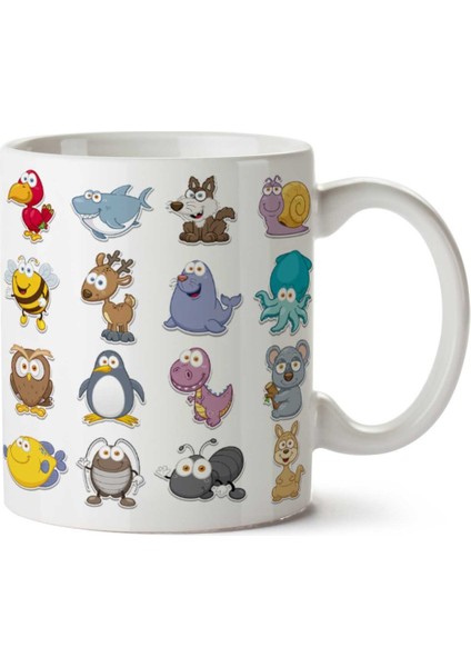 Sevimli Hayvanlar Iki Tarafı Baskılı Kupa Bardak