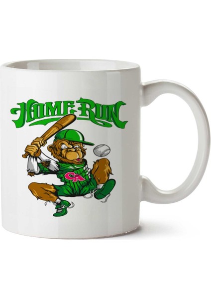 Home Run Maymun Iki Tarafı Baskılı Kupa Bardak