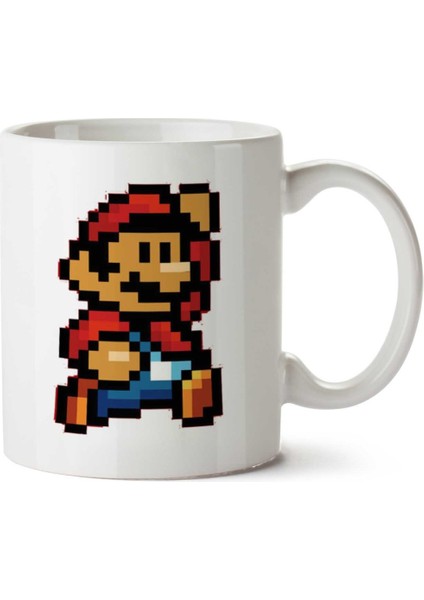 Super Mario Pixel Iki Tarafı Baskılı Kupa Bardak