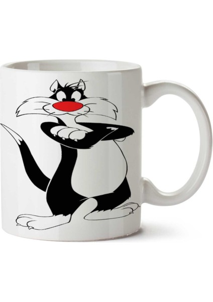 Sylvester Looney Tunes Iki Tarafı Baskılı Kupa Bardak