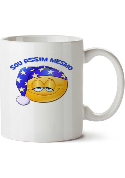Smiles 7 Uykulu Emoji Iki Tarafı Baskılı Kupa Bardak
