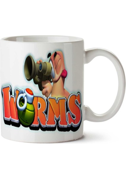 Worms Armegedan Dürbün Iki Tarafı Baskılı Kupa Bardak