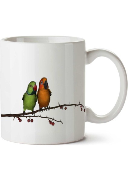 Love-Birds-Download-Png Iki Tarafı Baskılı Kupa Bardak