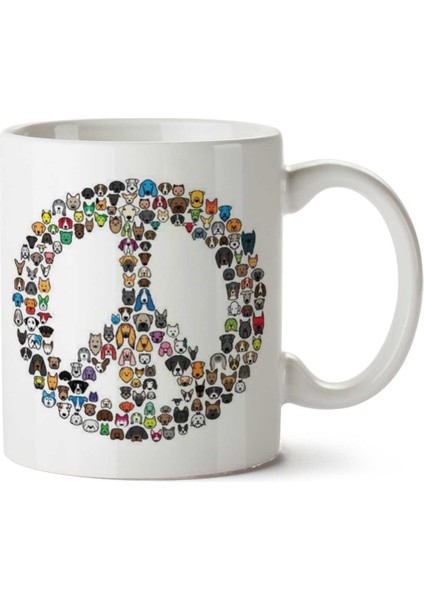 Barış Halka Peace Iki Tarafı Baskılı Kupa Bardak