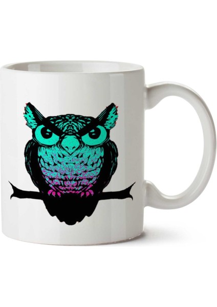 Neon Owl By Iki Tarafı Baskılı Kupa Bardak