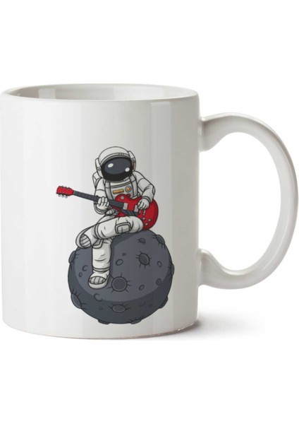Astronaut Playing Guitar.png Iki Tarafı Baskılı Kupa Bardak