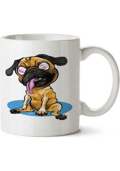 Pug Love Iki Tarafı Baskılı Kupa Bardak