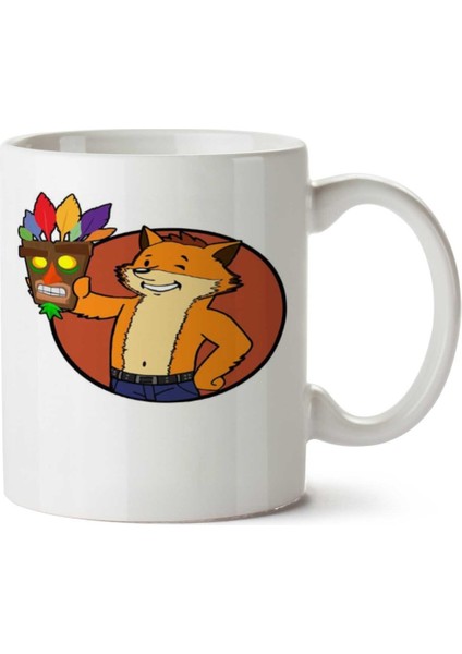 Crash Bandicoot (Vault Boy) Iki Tarafı Baskılı Kupa Bardak