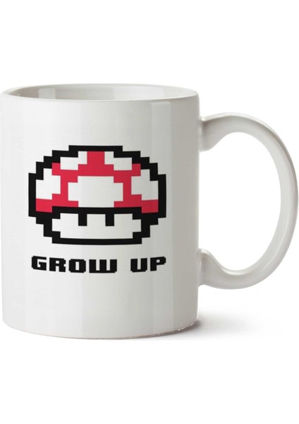 Mario Bros - Grow Mushroom Meme Iki Tarafı Baskılı Kupa Bardak