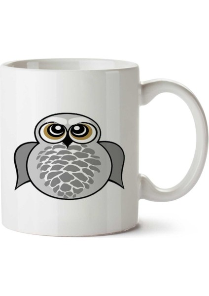 White Owl Beyaz Baykuş Iki Tarafı Baskılı Kupa Bardak