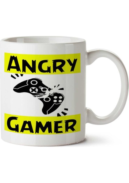 Angry Gamer Sarı Iki Tarafı Baskılı Kupa Bardak