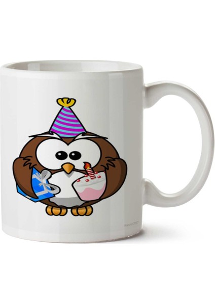 Birthday Owl Doğum Günü Baykuş Iki Tarafı Baskılı Kupa Bardak