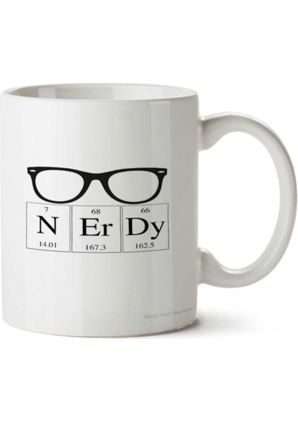 Nerdy Gözlük Periyodik Cetvel Iki Tarafı Baskılı Kupa Bardak