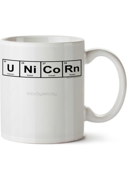 Unicorn Siyah Periyodik Cetvel Iki Tarafı Baskılı Kupa Bardak