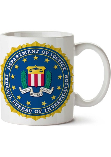 Fbı Logo Seal Of The Federal Bureau Iki Tarafı Baskılı Kupa Bardak