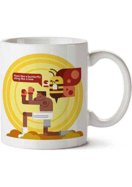 Muhammed Ali Float Like A Butterfly Sting Like A Bee (2) Iki Tarafı Baskılı Kupa Bardak