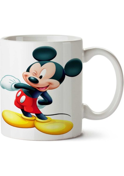Minnie Mickey Mouse Gülümseme Iki Tarafı Baskılı Kupa Bardak