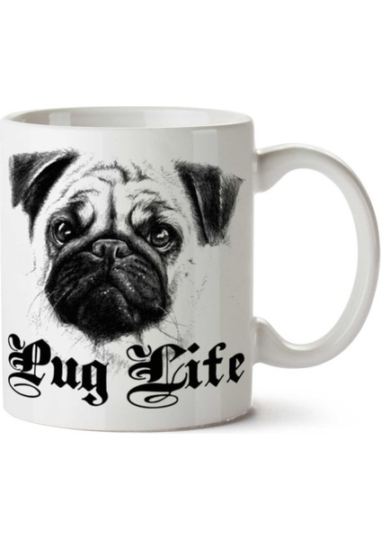 Pug Life Pug Hoodie Iki Tarafı Baskılı Kupa Bardak