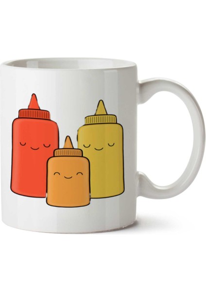 Ketçap Hardal ve Bebek Iki Tarafı Baskılı Kupa Bardak