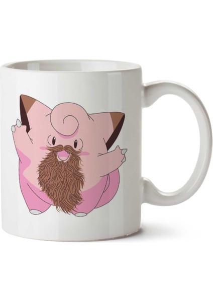Beardemon Clefairy Pokemon Beard Iki Tarafı Baskılı Kupa Bardak