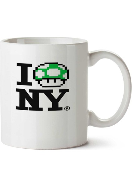 1 Up I Love You Mario Iki Tarafı Baskılı Kupa Bardak