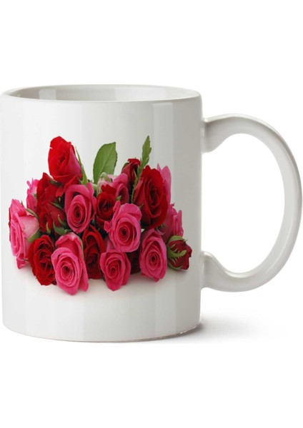 Pembe Güller Iki Tarafı Baskılı Kupa Bardak