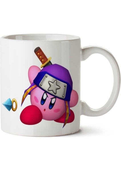 Kirby-Free-Png-Image Iki Tarafı Baskılı Kupa Bardak