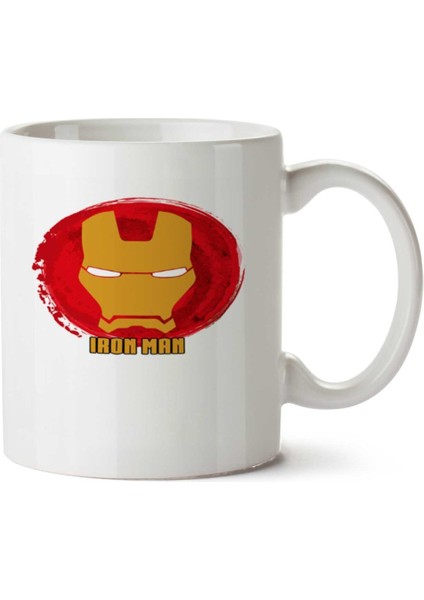 Iron Man Face Background Color Red Tony Iki Tarafı Baskılı Kupa Bardak