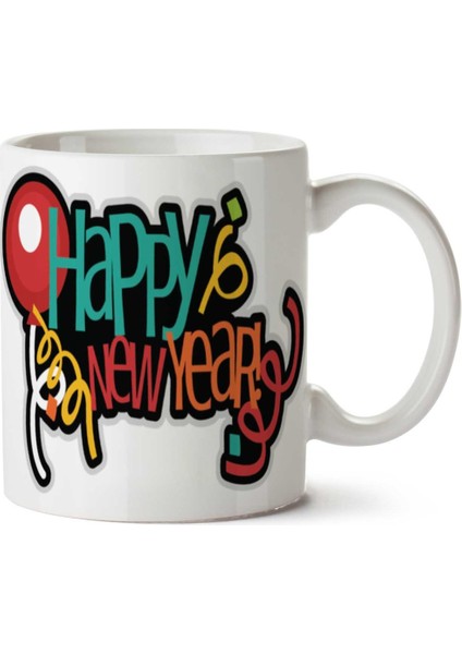 Happy New Year Mutlu Yıllar Iki Tarafı Baskılı Kupa Bardak