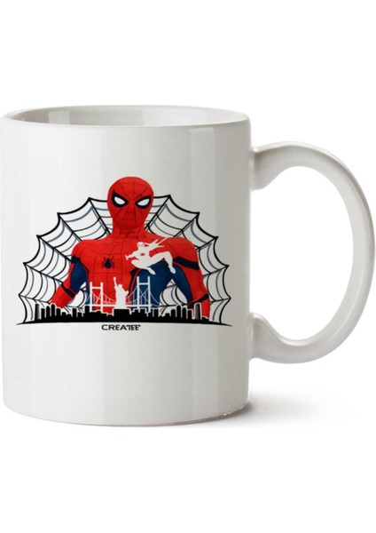 Createe Örümcek Adam Iki Tarafı Baskılı Kupa Bardak