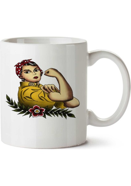 Pin Up Feminista Iki Tarafı Baskılı Kupa Bardak