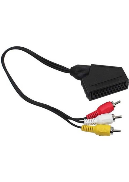 Scart Adaptör Dişi Rca Erkek 1.2 Mt. Kablo Renkli Görüntü Ses Rca Kablosunu Scart Girişine Dönüştürücü Çevirici