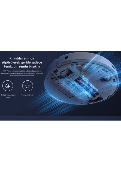 10.000 Titreşim/dk Sonik Titreşimle Olağanüstü Temizlik Performans, Lds Navigasyon Robot Süpürge, 215 Dk Çalışma Süreli+Beyaz Lambader Hediye fırsatları