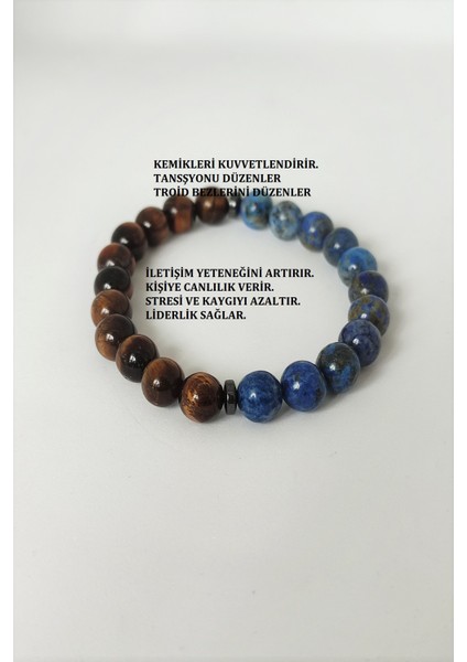 Bade Accessories 8 mm Lapis Lazuli, Kaplangözü, Hematit Doğaltaş Bileklik