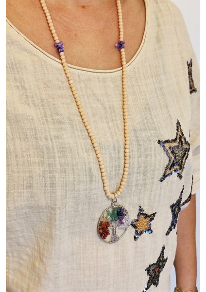 Kristal Boncuk, Çakra Doğaltaş Kolye modelleri