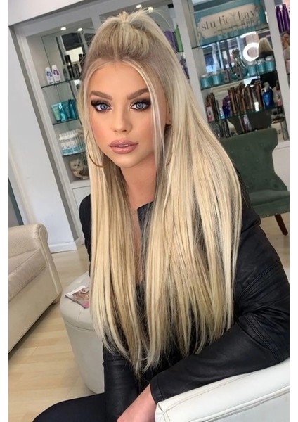 Isıya Dayanıklı Yıkanabilir Yarımay Çıtçıt Saç HT16 Bal KÖPÜĞÜ-DÜZ-60CM-110 Gr+2 Adet Yan Çıtçıt Saç