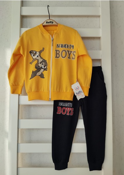 2iplik Mevsimlik, Fermuarlı, Sincap Baskılı Alt Üst Takım, Eşofman Takım