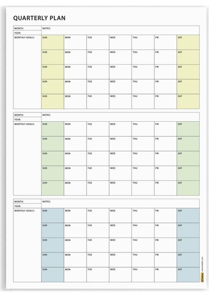 Amerikan Standardı Tarihsiz Üç Aylık Duvar Takvimi, Yeşil Renkler, Pazar Günü Başlagıç, Üç Aylık Duvar Planlayıcısı, 90 Günlük Takvim, 90 Günlük Plan - 35X50CM indirimleri