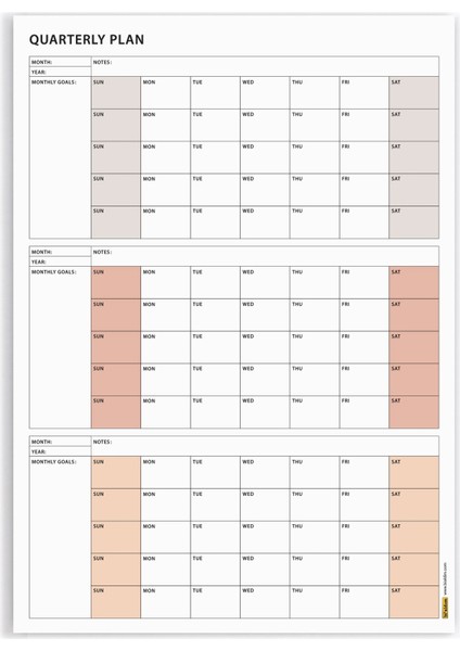 Amerikan Standardı Tarihsiz Üç Aylık Duvar Takvimi, Kahve Tonları, Pazar Günü Başlagıç, Üç Aylık Duvar Planlayıcısı, 90 Günlük Takvim - 50X70CM indirimleri