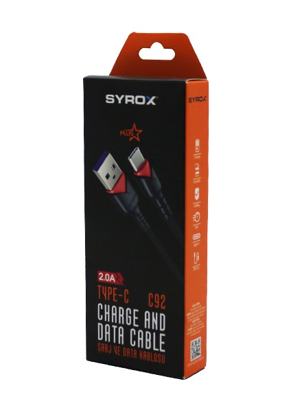 Thunder Shop Plus Type-C USB Örgülü 2.0A Şarj - Data Kablosu C92 (K246)