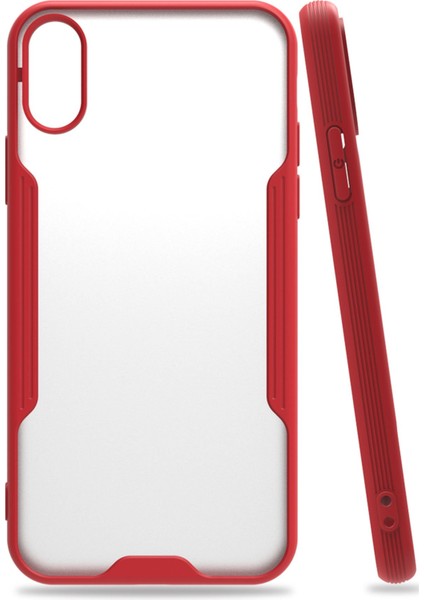 Apple iPhone Xs Kılıf Platin Silikon - Kırmızı