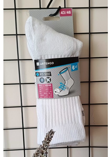 Artengo Uzun Konçlu Tenis Çorabı - 3'lü Paket - Beyaz - Rs 500.