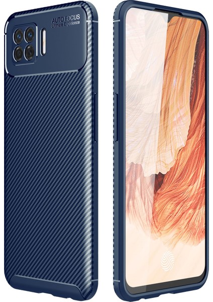 Oppo A73 Kılıf Focus Karbon Silikon - Lacivert