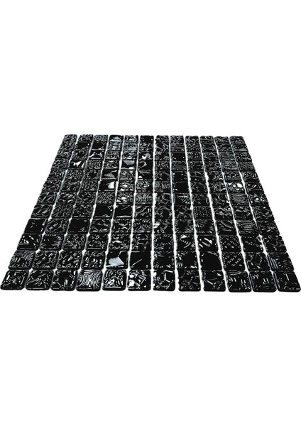 Mutfak, Banyo, Havuz, Sauna, Spa ve Yaşam Alanlarının Tüm Yüzeyleri Için Cam Mozaik. Renk: Siyah, Cam Ölçüsü: 23X73 Mm. File Ölçüsü: 31.5X31.5 Cm. ( 1 Kutu = 10 File Karo = 1 M2 Fiyatıdır. )