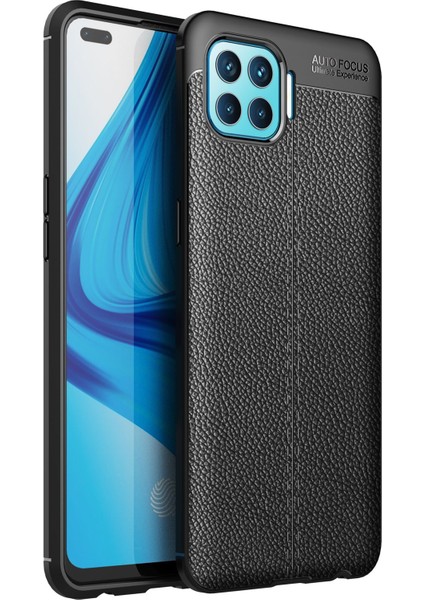 Oppo Reno 4 Lite Kılıf Focus Derili Silikon - Siyah