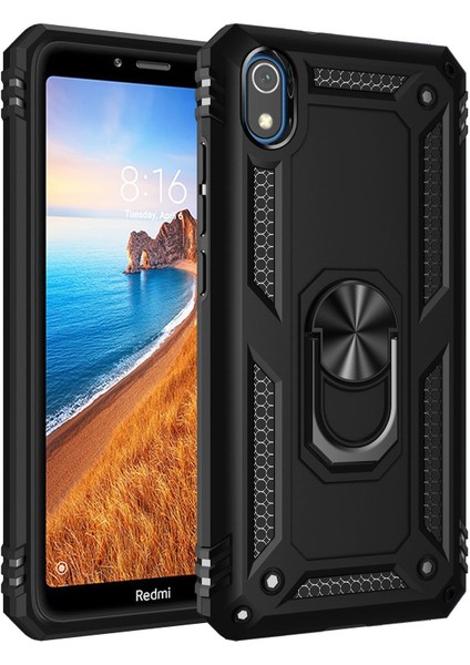 Xiaomi Redmi 7A Kılıf Sofya Yüzüklü Silikon Kapak - Siyah