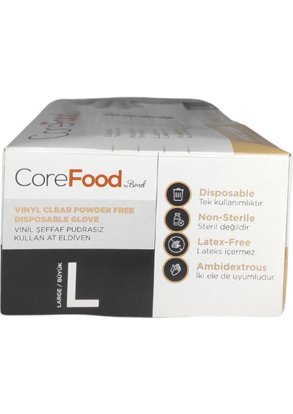 Nitril Vinil Şeffaf Pudrasız Eldiven L Beden 100'LÜ modelleri