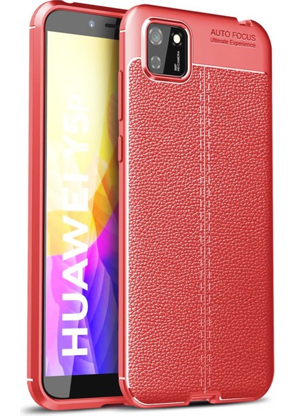 Huawei Y5P Kılıf Focus Derili Silikon - Kırmızı