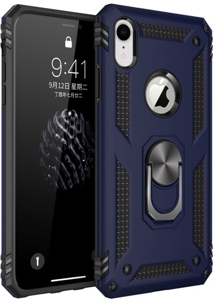 Apple iPhone Xr Kılıf Sofya Yüzüklü Silikon Kapak - Lacivert